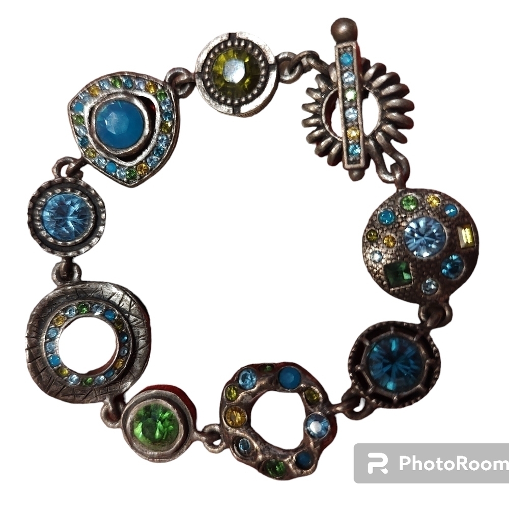 Patricia Locke 7 5" Duchess Bracelet Silver Plate Marais Swarovski Crystals